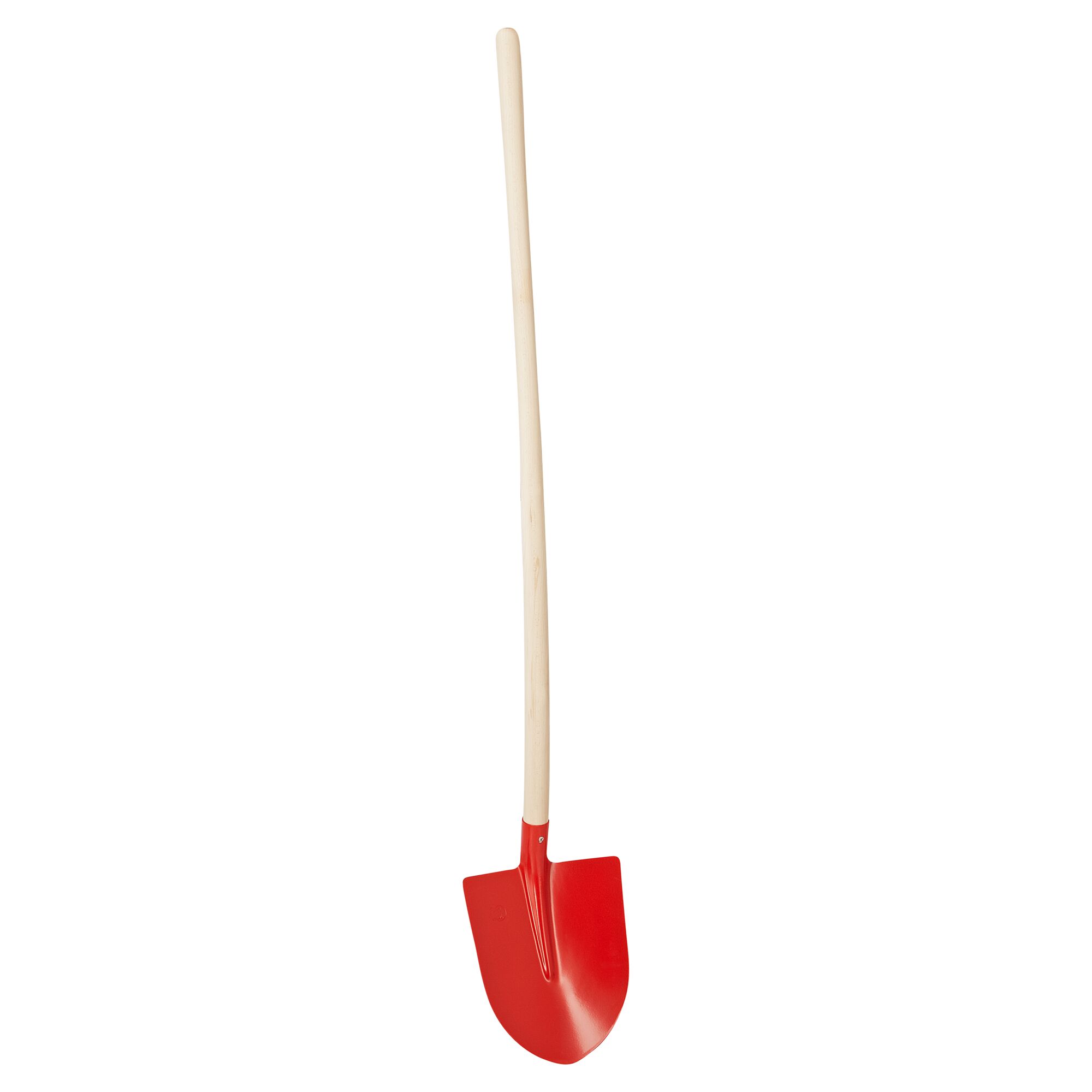 Rote Schaufel mit Holzstiel