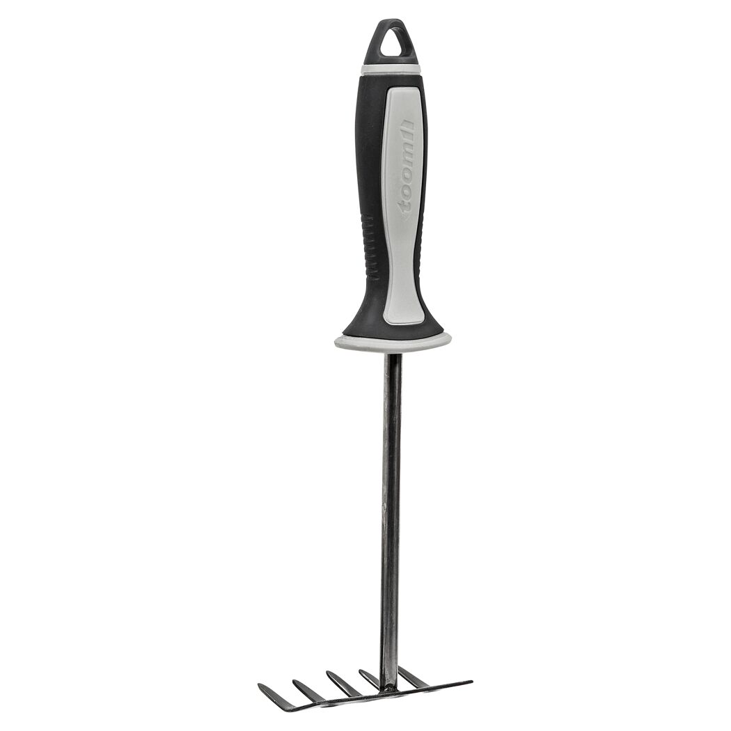 Handrechen mit schwarzem Griff und silbernen Zinken