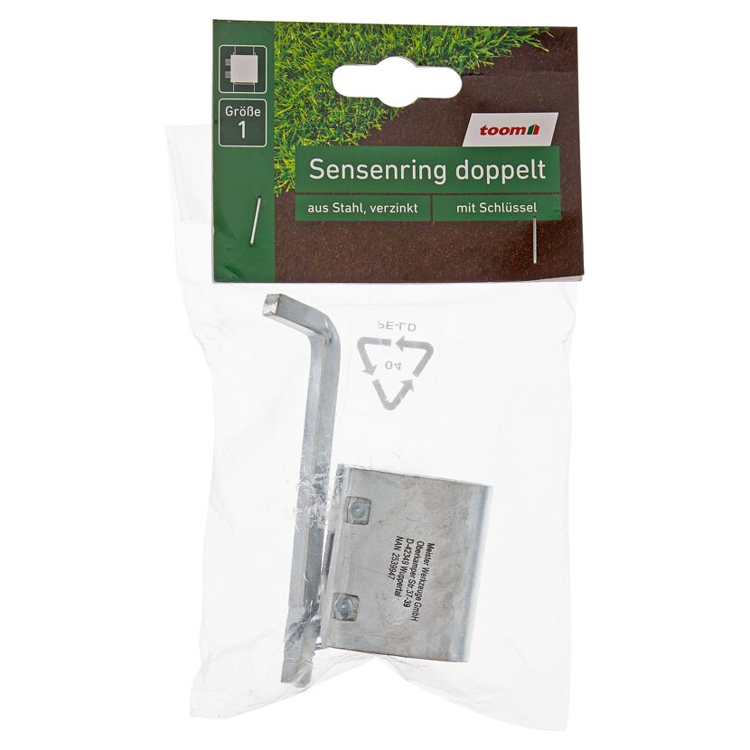 Doppelter Sensenring aus verzinktem Stahl in Verpackung
