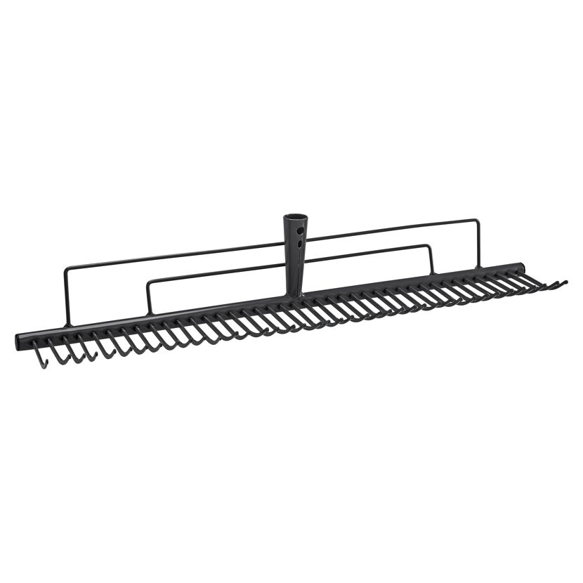 Schwarzer Rasenrechen mit 70 cm Breite