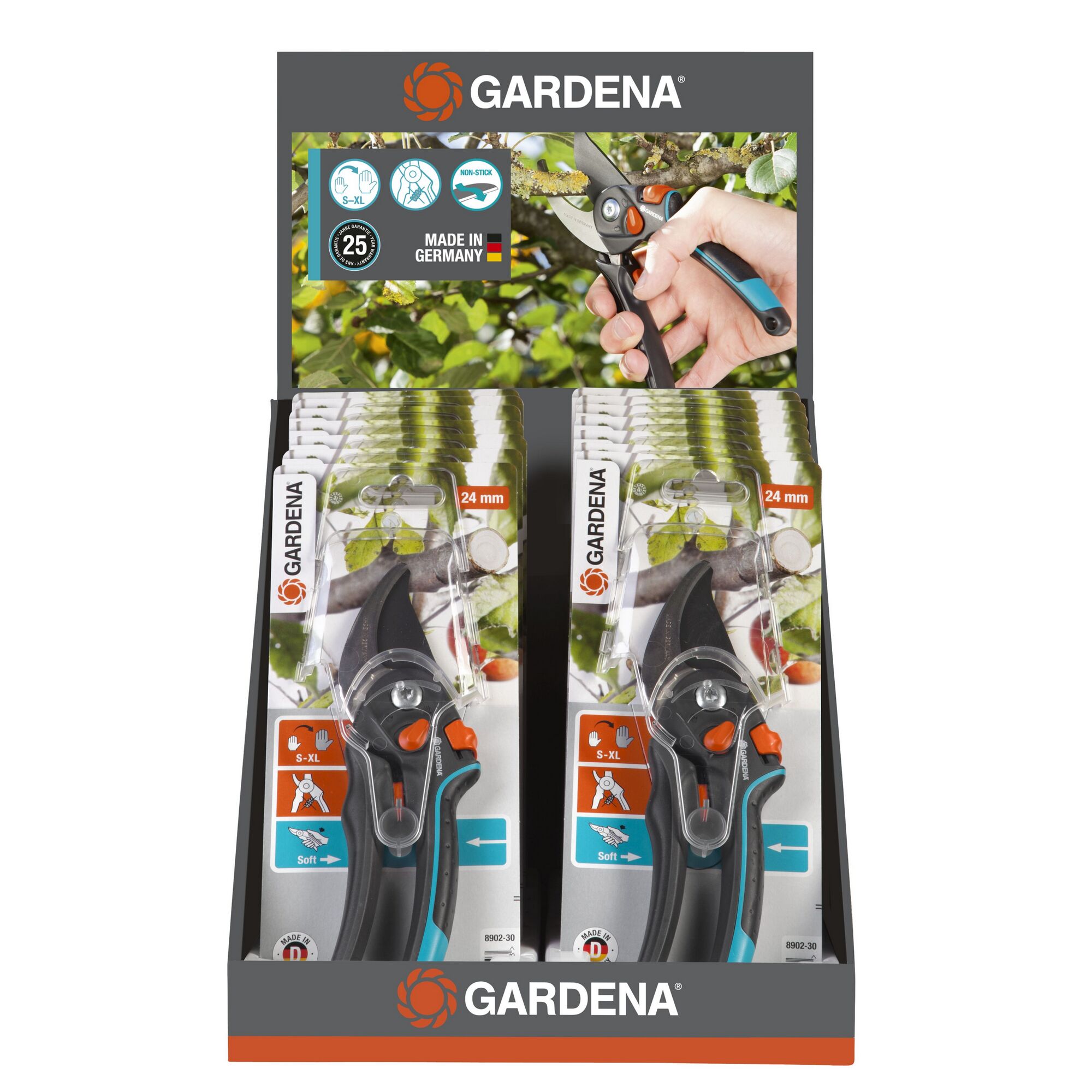 Gardena Gartenschere B/S-XL im Verkaufsdisplay