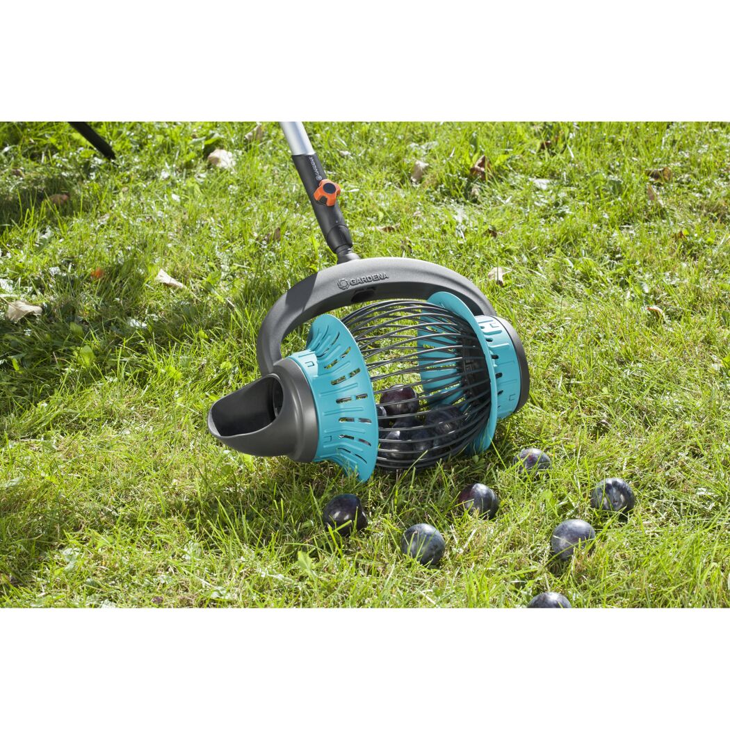 Gardena Obstpflücker sammelt heruntergefallene Pflaumen