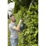 Person schneidet Hecke mit Akku-Heckenschere.