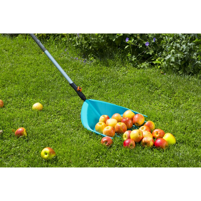 Äpfel werden mit einer GARDENA combisystem-Schaufel aufgesammelt.