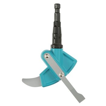 Fugenkratzer mit schwarzem Griff und türkisfarbenem Gehäuse