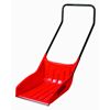 Rote Schneeschaufel mit Metallkante und schwarzem Griff