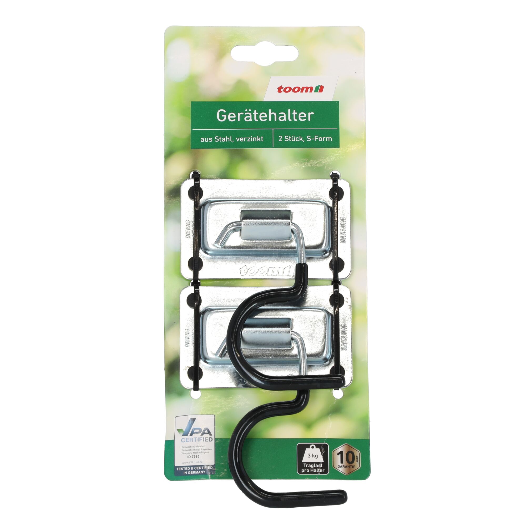 Zwei Gerätehalter aus verzinktem Stahl in S-Form von toom