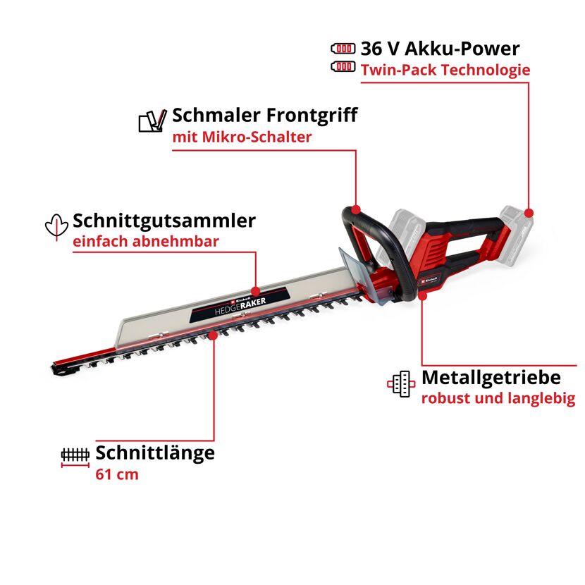 Akku-Heckenschere 'GE-CH 36/61 Li-Solo' Power X-Change ohne Akku und Ladegerät