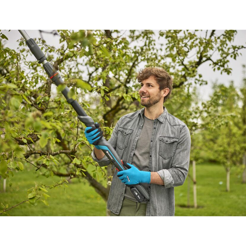 Person verwendet GARDENA Akku-Baumschere
