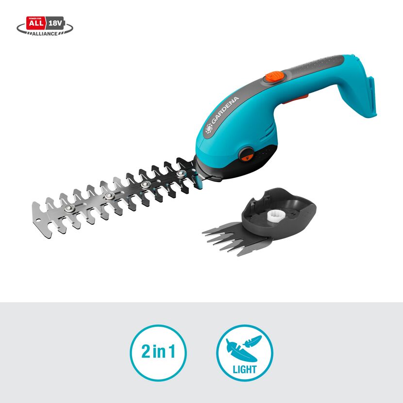 Akku-Grasschere mit wechselbarem Messer