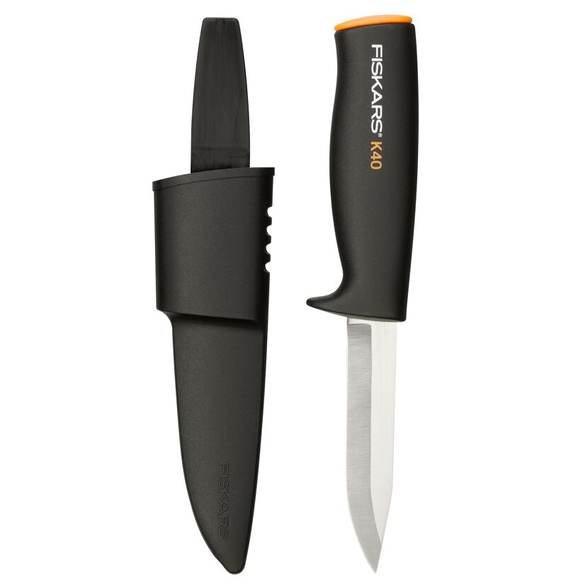 Fiskars K40 Universalmesser mit Kunststoffgriff und Scheide