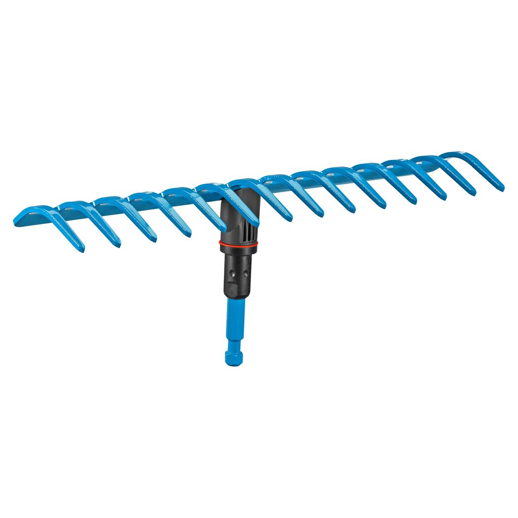 Blauer Combisystem-Rechen mit 16 Zinken