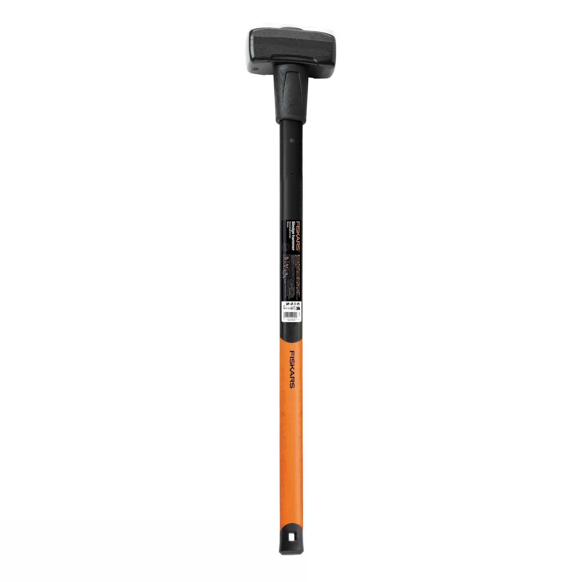 Vorschlaghammer mit langem orangenem Stiel