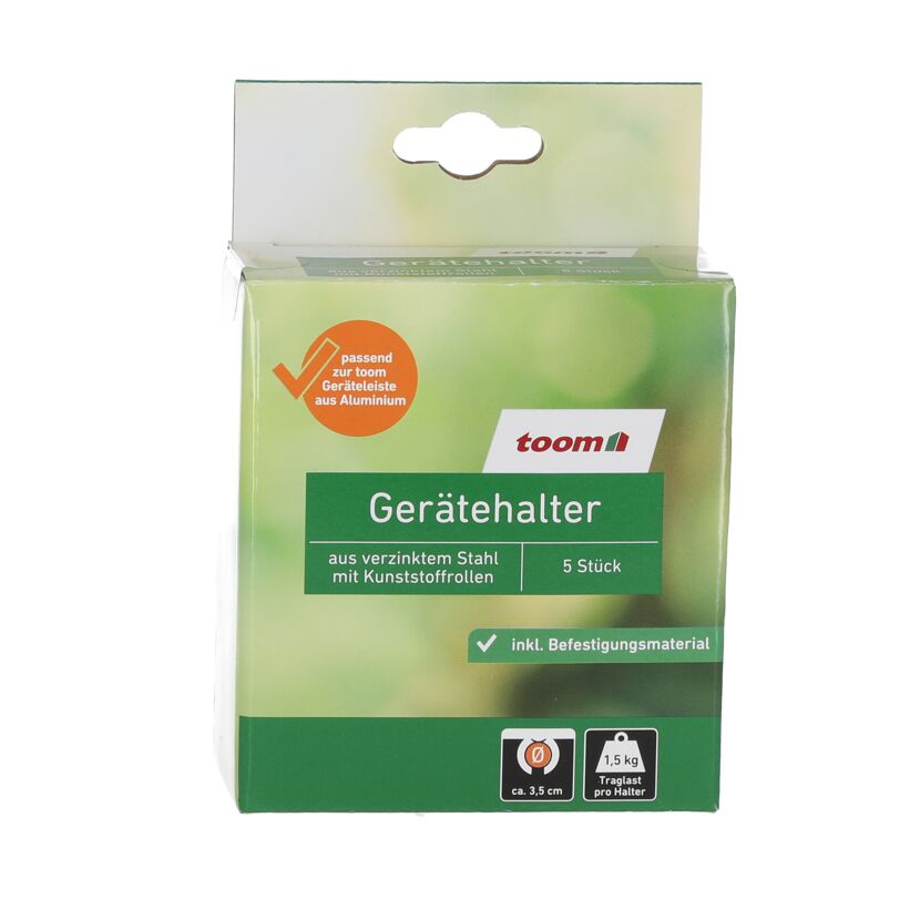 Fünf Gerätehalter von toom in Verpackung