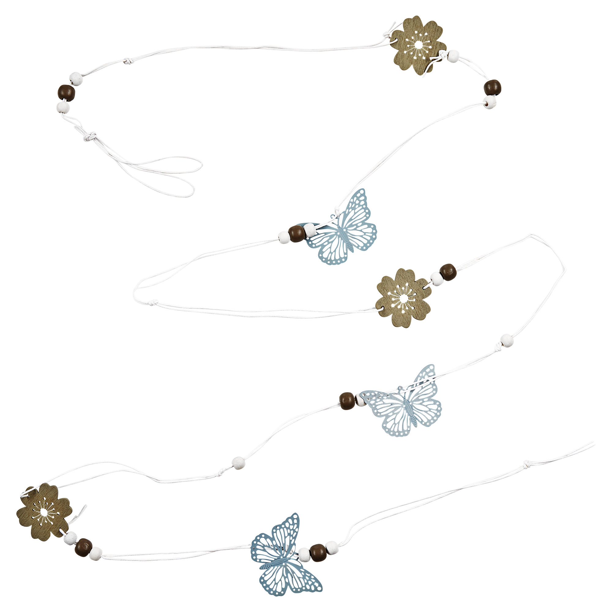 Dekogirlande Schmetterlinge Blüten weiß/braun/grau 180 cm + product picture