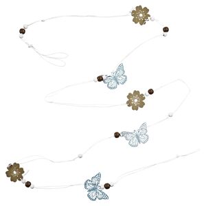 Dekogirlande Schmetterlinge Blüten weiß/braun/grau 180 cm