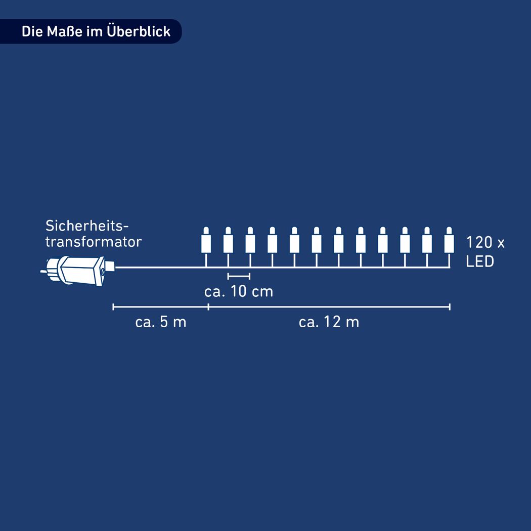 LED-Mini-Lichterkette 120 LEDs warmweiß 1200 cm