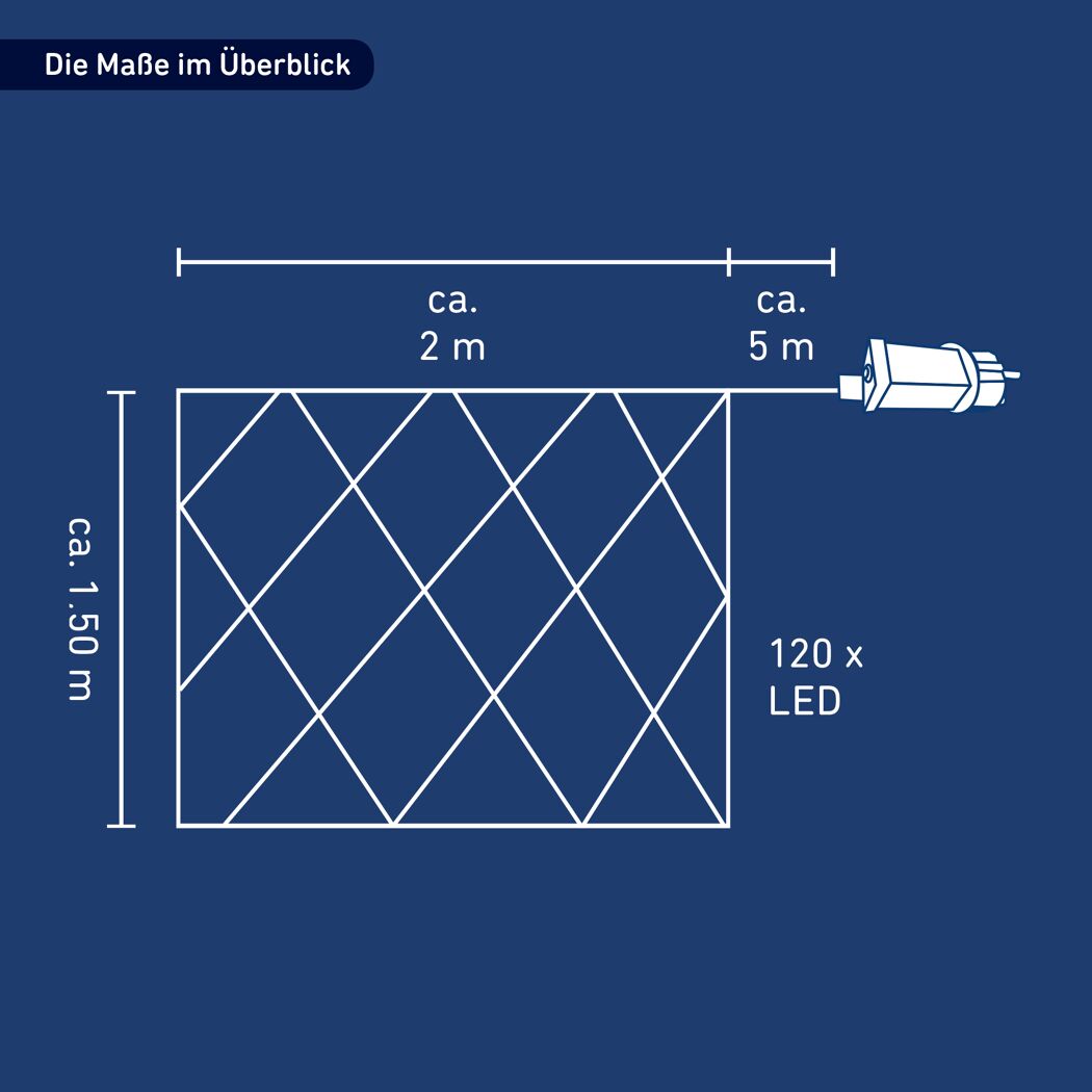 Lichternetz kaltweiß 120 LEDs außen