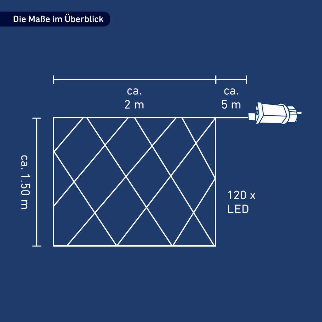 LED-Lichternetz 120 LEDs warmweiß 200 x 150 cm