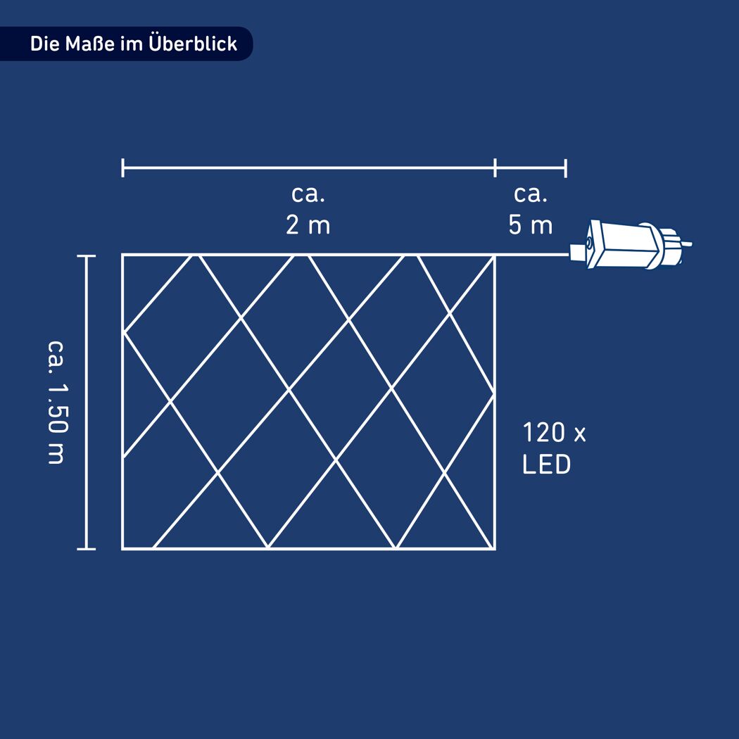 Lichternetz blau 120 LEDs außen