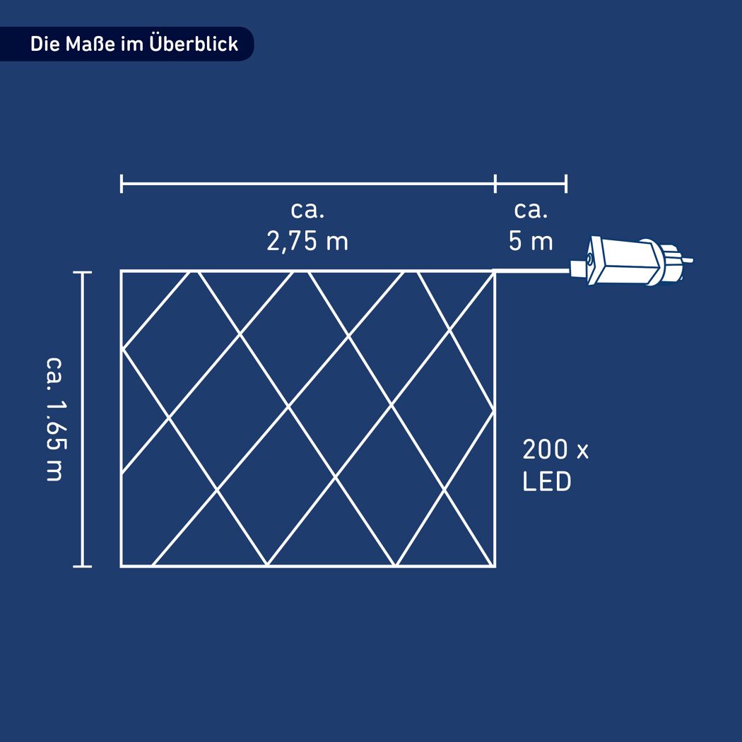 Lichternetz kaltweiß 200 LEDs außen