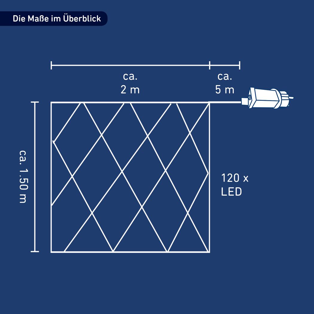 LED-Lichternetz 120 LEDs warmweiß 200 x 150 cm