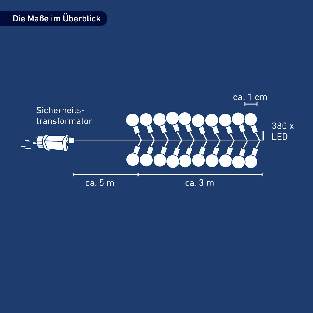 LED-Globe-Lichterkette 380 LEDs warmweiß 300 cm