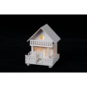 LED-Holzhaus warmweiß batteriebetrieben, Höhe 16 cm