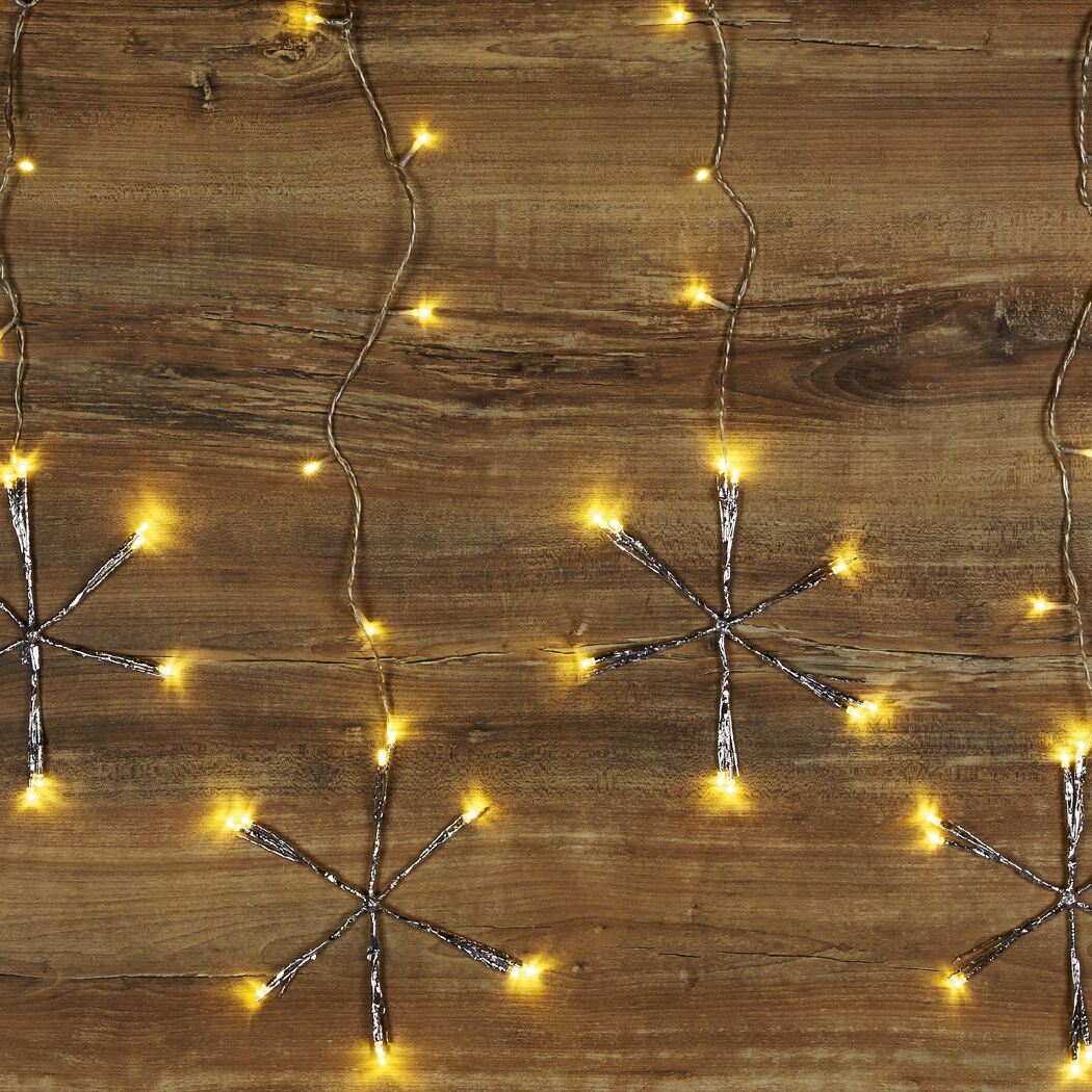 Lichtervorhang Schneeflocke warmweiß 90 LEDs außen