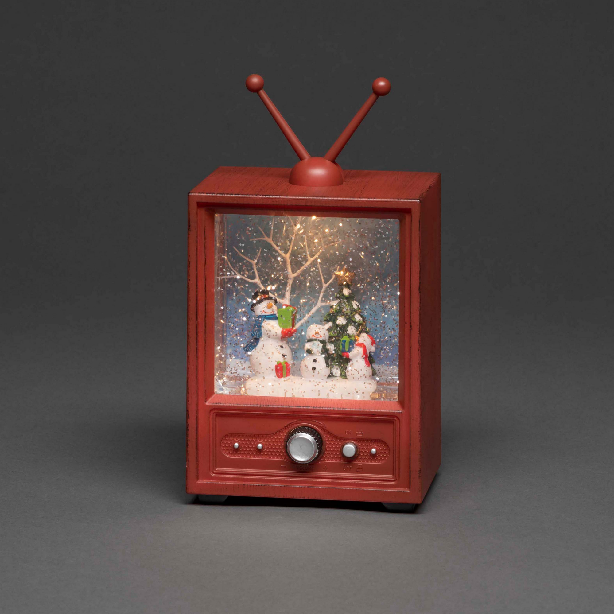 LED-Wasserlaterne 'Fernseher mit Schneemännern' 1 LED warmweiß 12,5 x 21,5 cm + product picture