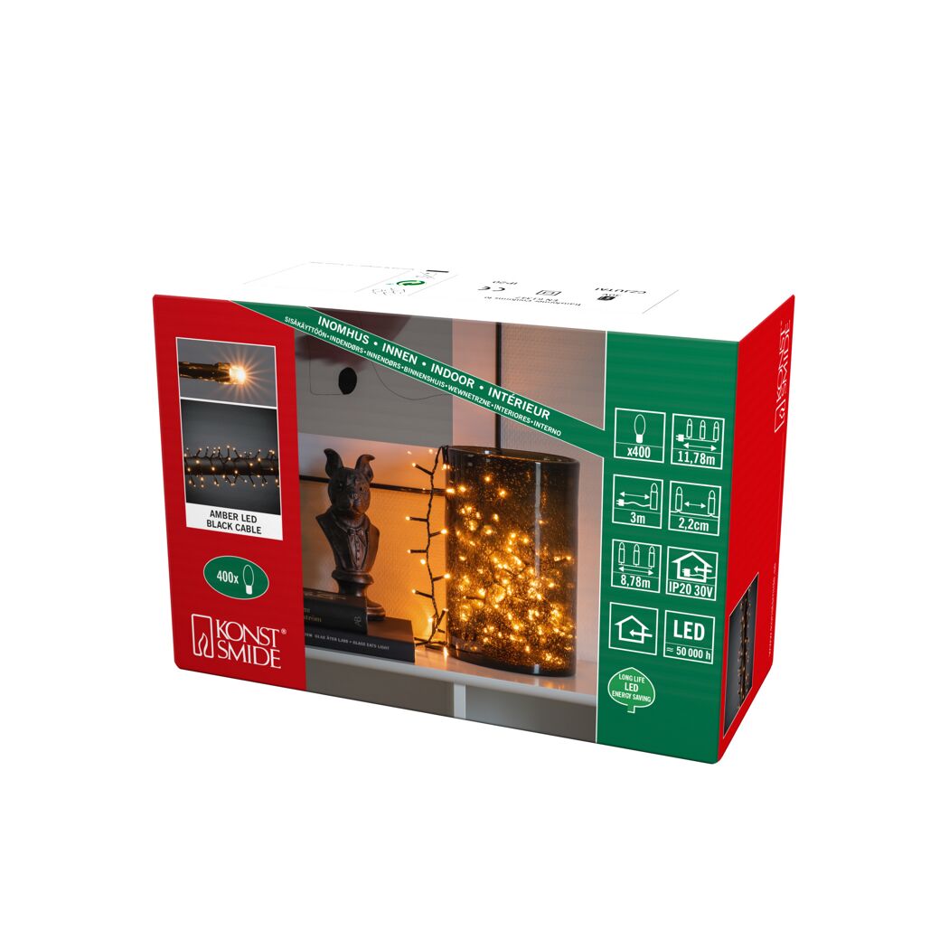 Lichterkette mit 400 bernsteinfarbenen LEDs in Verpackung