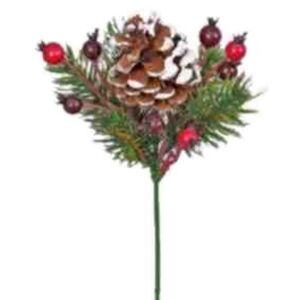 Kunstpflanze Tannenzweig mit Beeren 30 cm