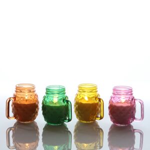 Duftkerze im Glas mit Metalldeckel 'Lona Citronella' farbig sortiert