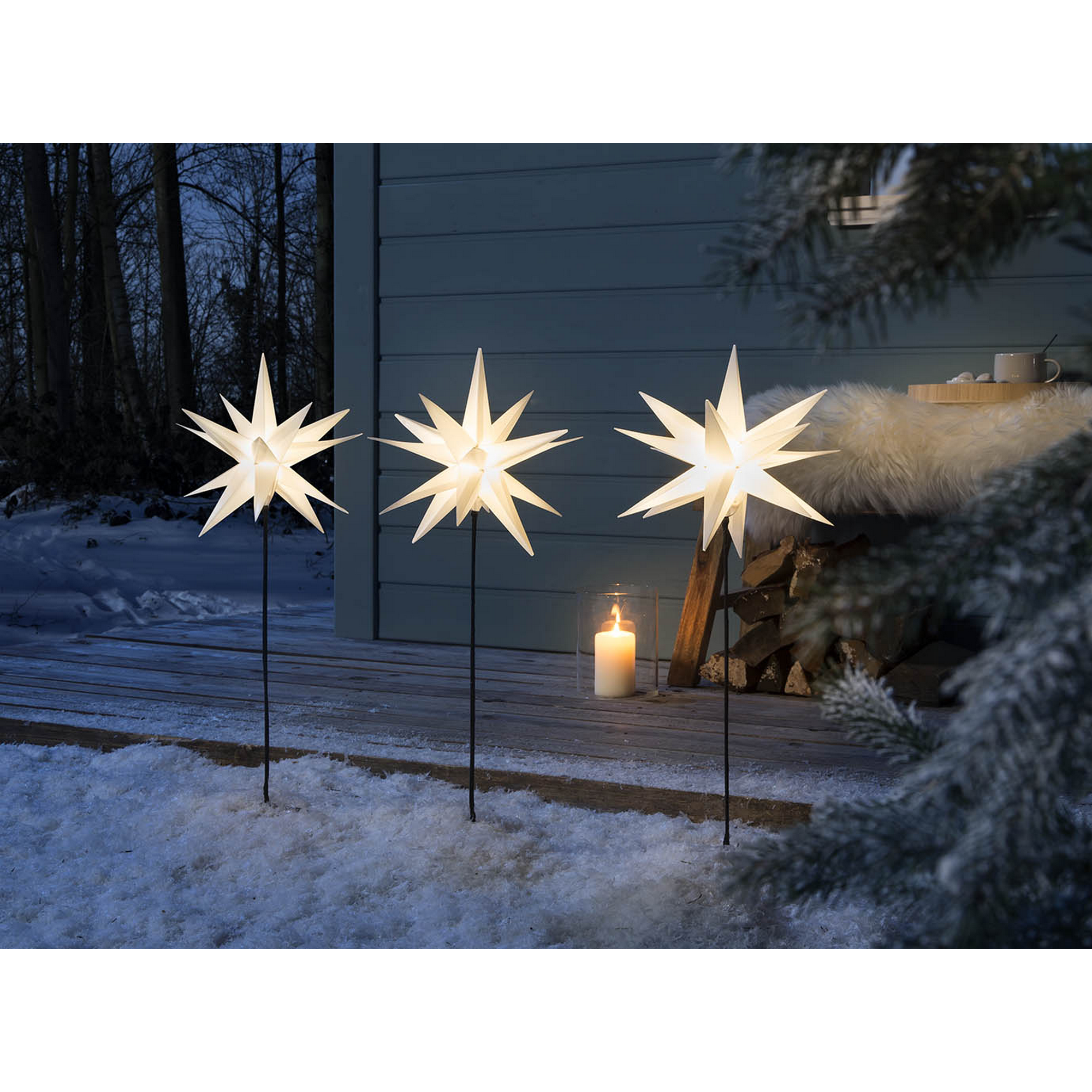 LED-Gartenstecker Sterne 6 LEDs warmweiß Ø 27 x 68 cm 3 Stück + product picture