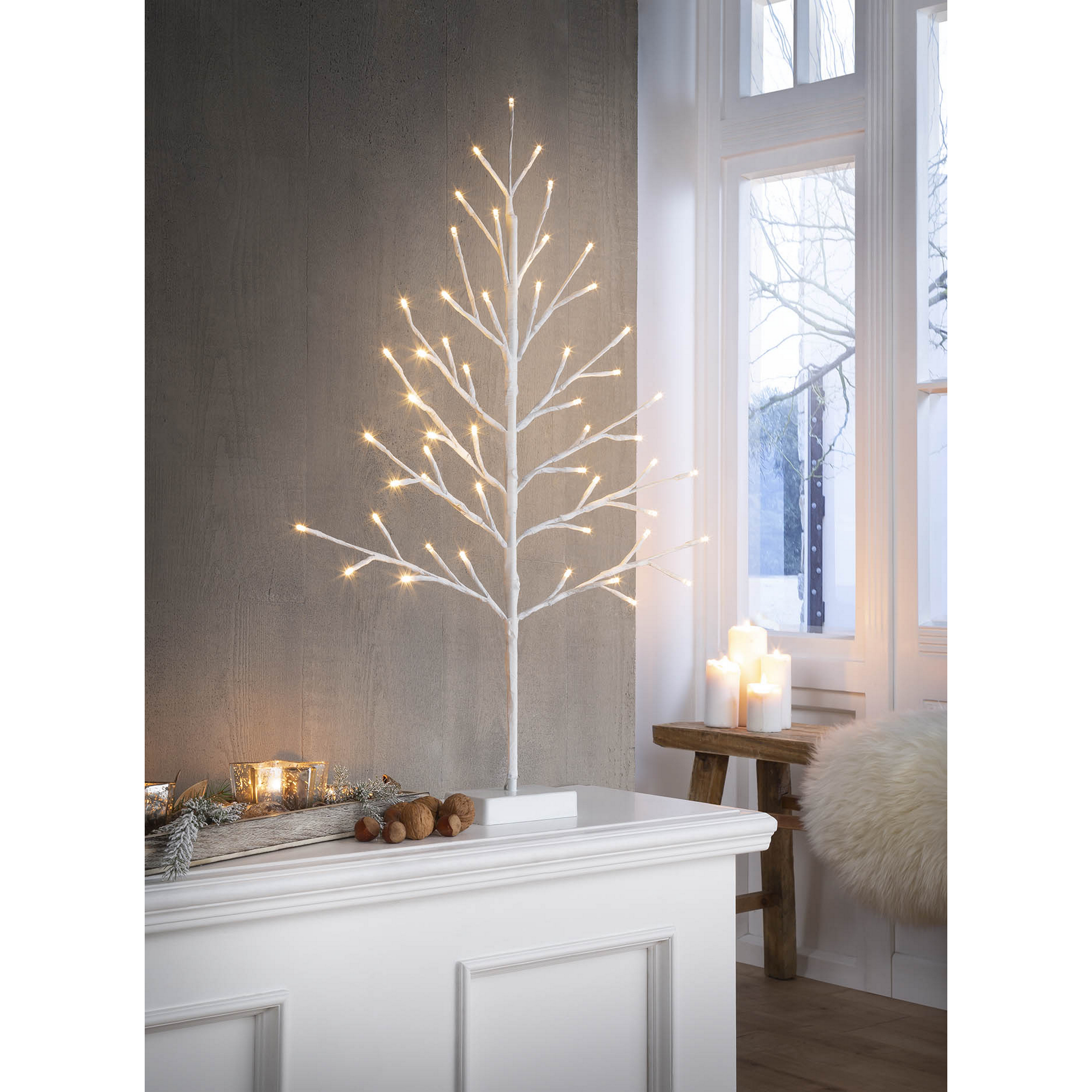 LED-Dekofigur Baum weiß 50 LEDs warmweiß 70 cm + product picture
