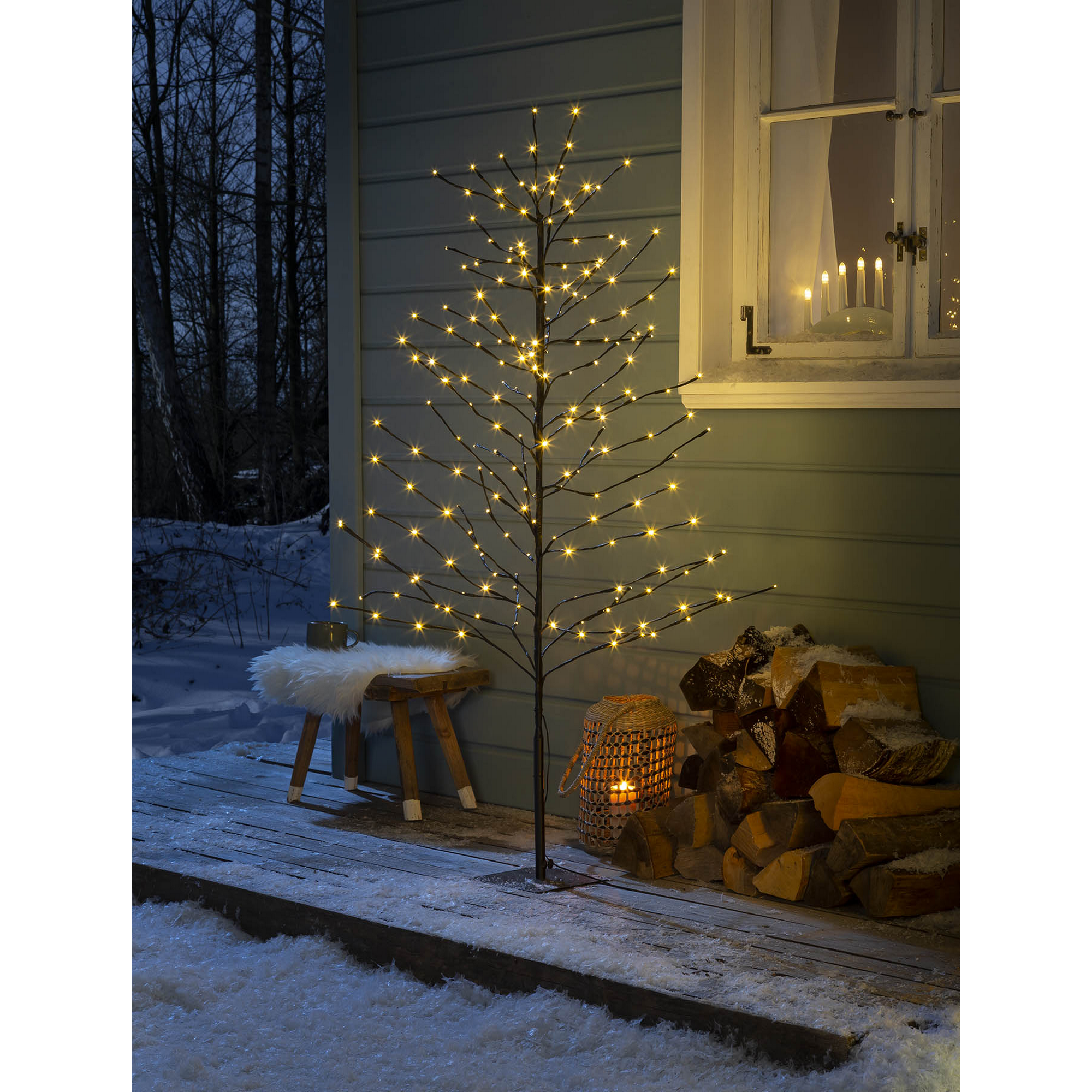 LED-Dekofigur Baum schwarz 200 LEDs warmweiß/kaltweiß 150 cm + product picture