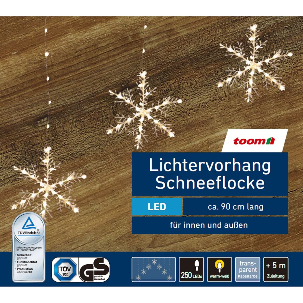 LED-Lichtervorhang 'Flocke' 250 LEDs warmweiß 90 cm