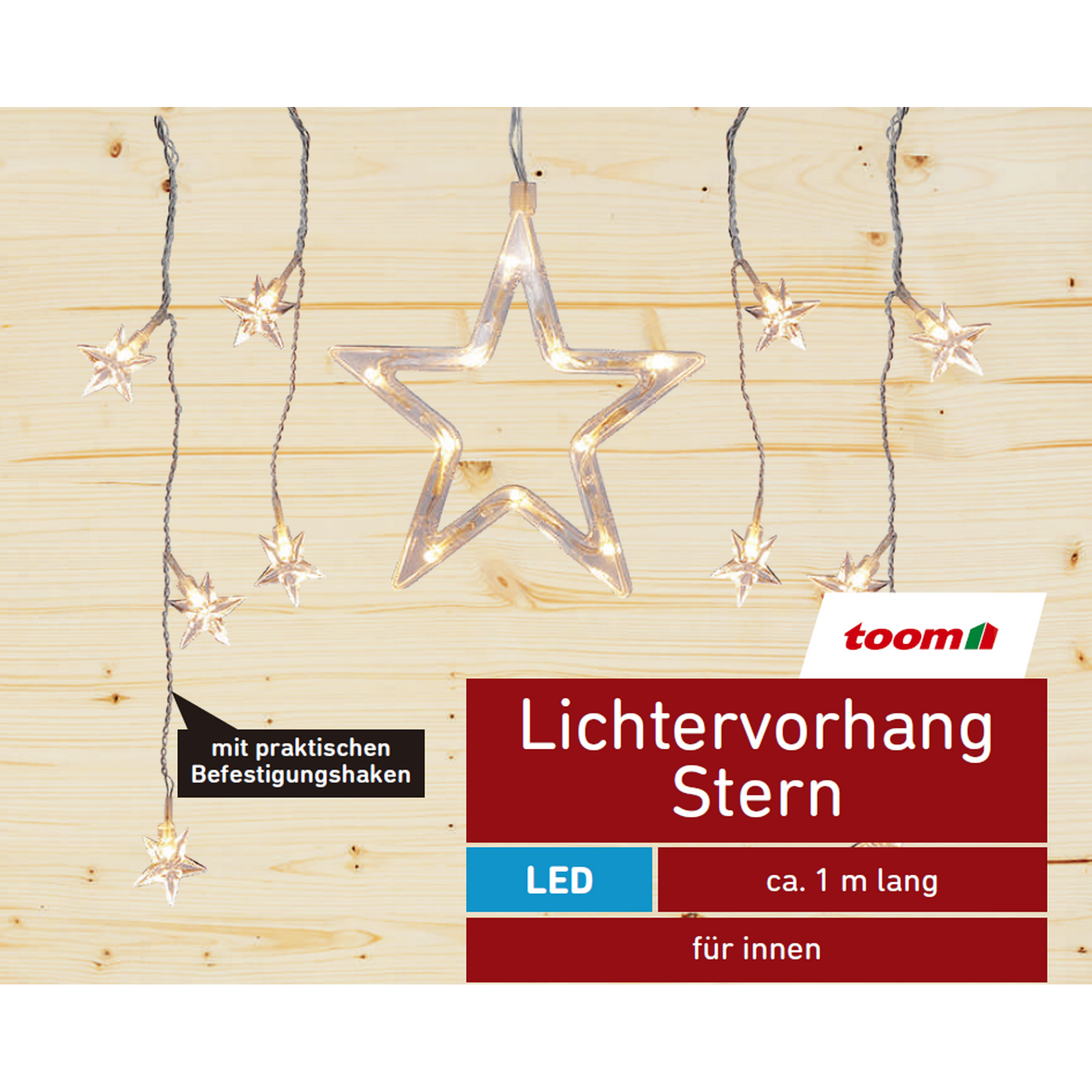 LED-Lichtervorhang 'Stern' 50 LEDs warmweiß 100 cm + product picture