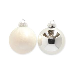 Christbaumkugeln 'Weiß Eislack' weiß/silbern Ø 7,5 cm 16 Stück