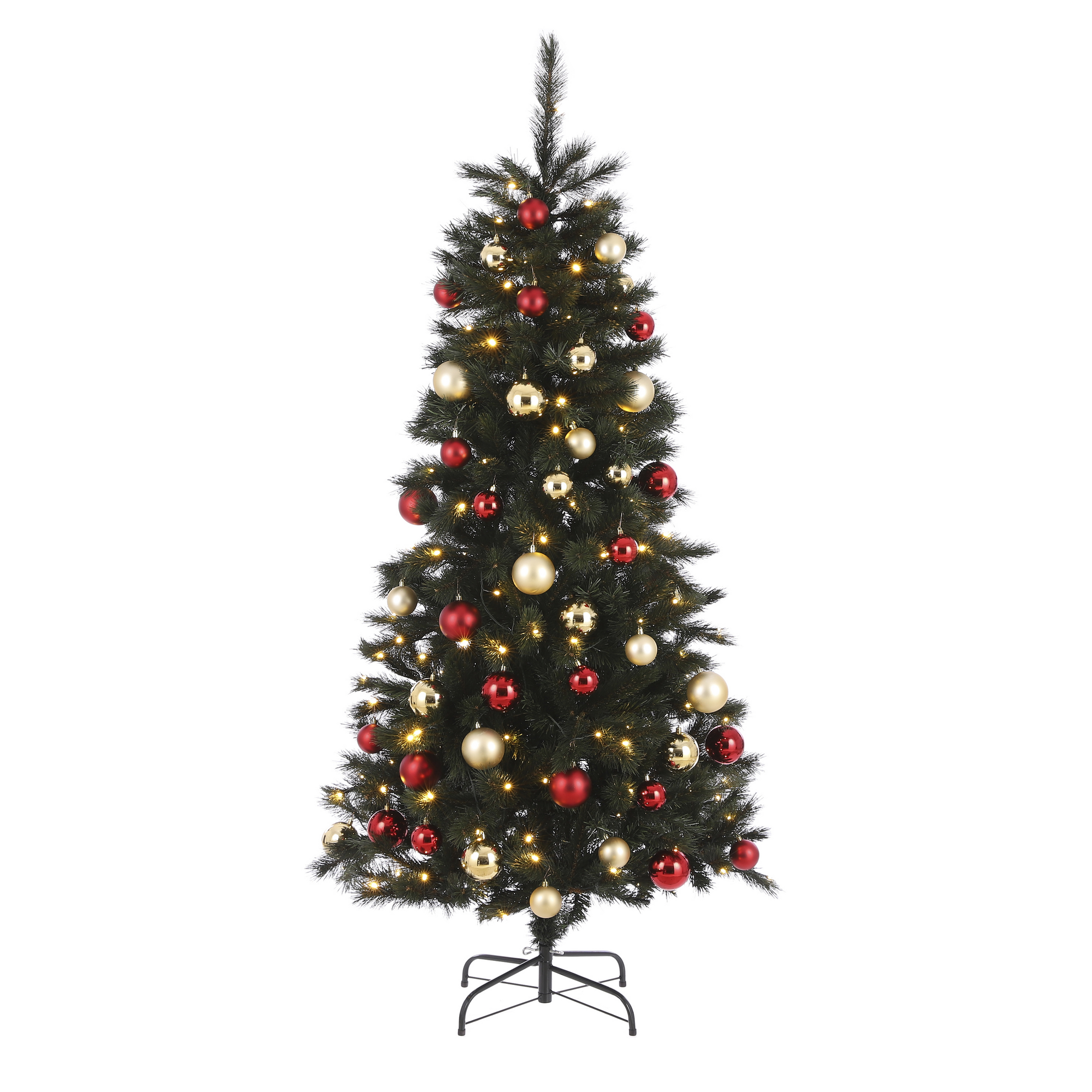 Künstlicher Weihnachtsbaum 'Voss' grün/rot/gold 185 cm, mit LED-Beleuchtung + product picture