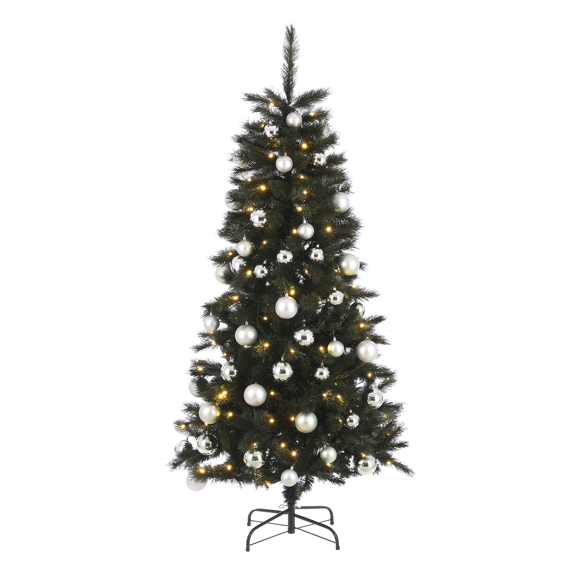 Künstlicher Weihnachtsbaum 'Voss' grün/silber/minze 185 cm, mit LED-Beleuchtung + product picture
