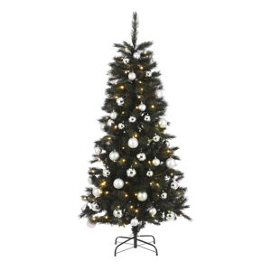 Künstlicher Weihnachtsbaum 'Voss' grün/silber/minze 185 cm, mit LED-Beleuchtung