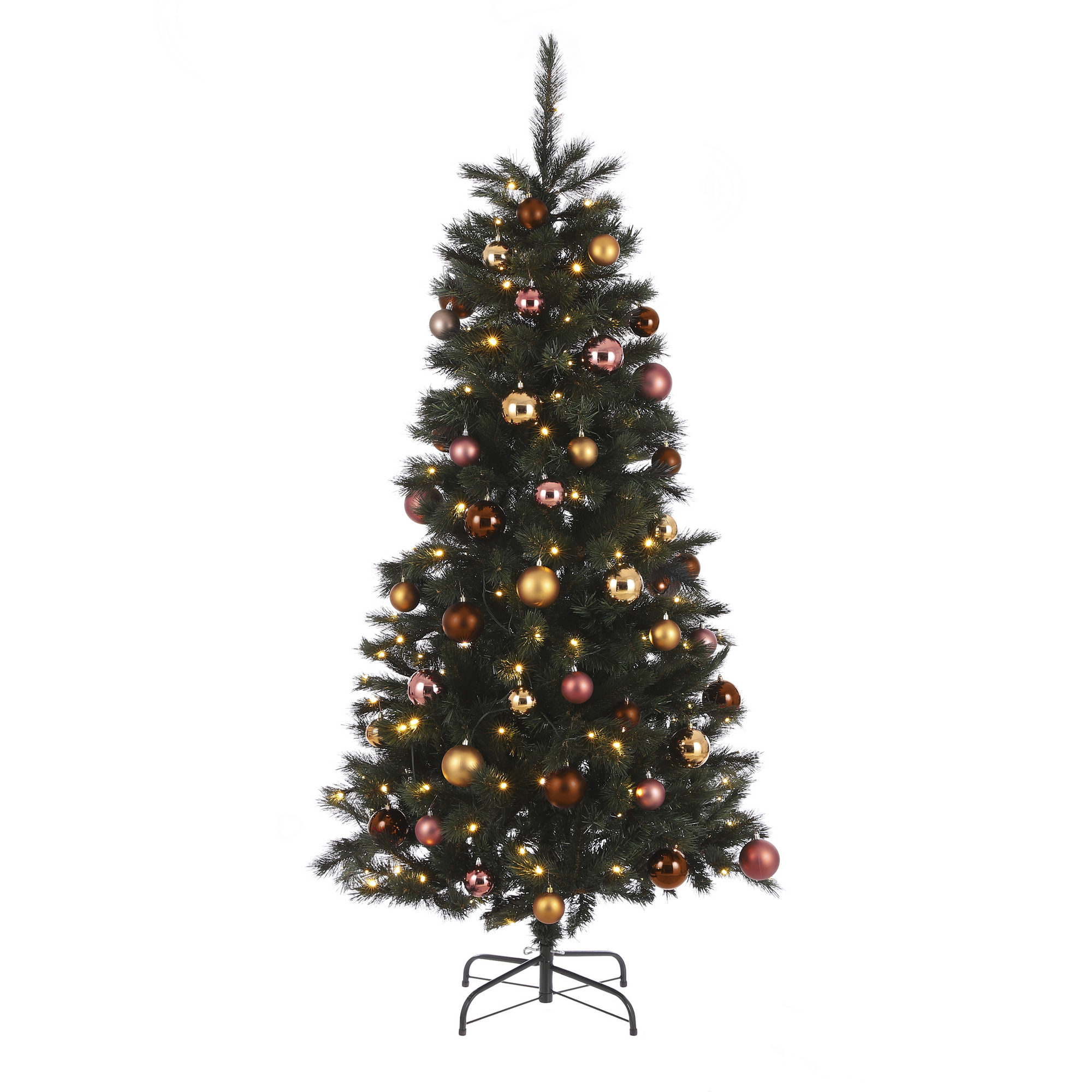 Künstlicher Weihnachtsbaum 'Voss' grün/braun/rosa 185 cm, mit LED-Beleuchtung + product picture