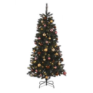 Künstlicher Weihnachtsbaum 'Voss' grün/braun/rosa 185 cm, mit LED-Beleuchtung