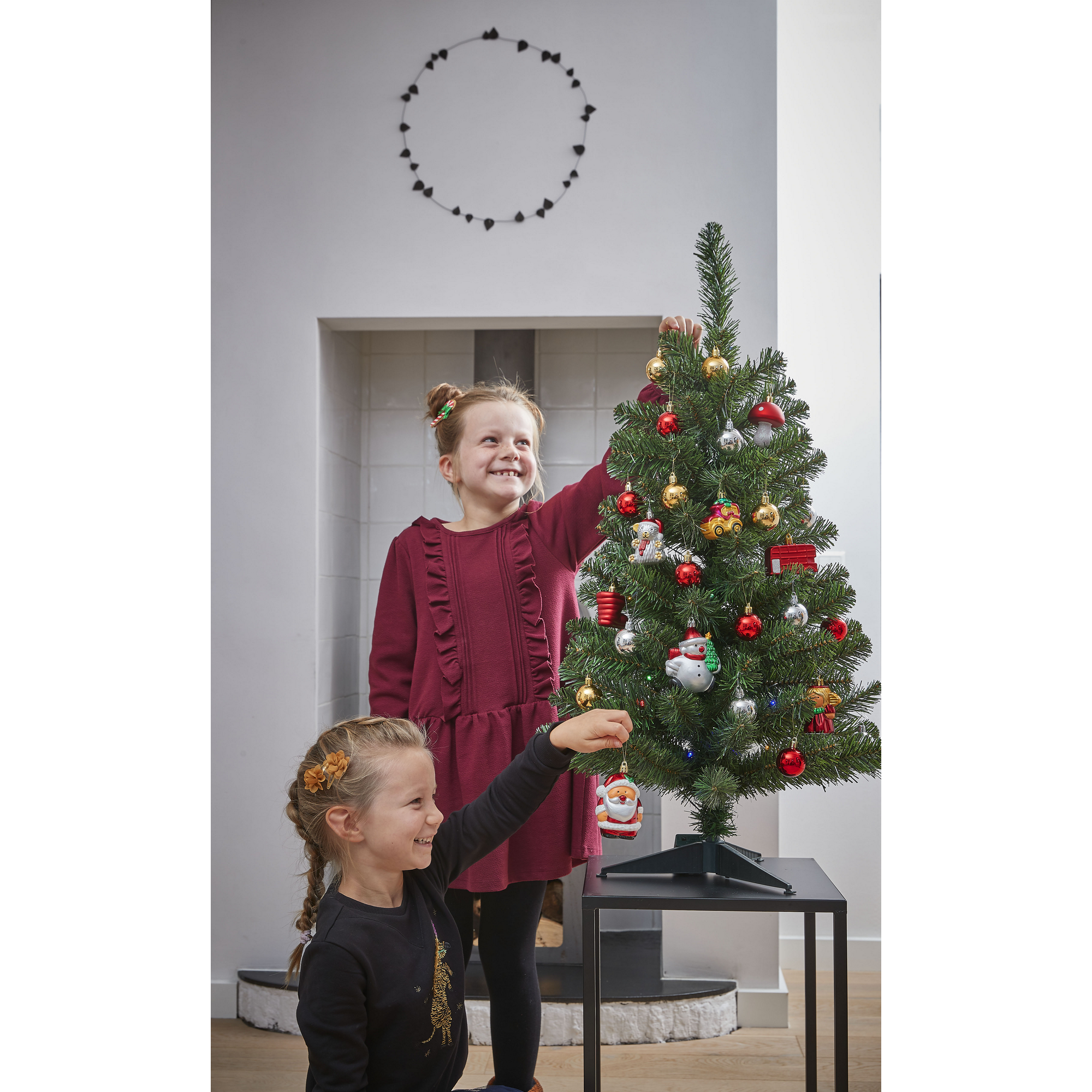 Künstlicher Weihnachtsbaum 'Voss' grün/braun/rosa 185 cm, mit LED-Beleuchtung + product picture