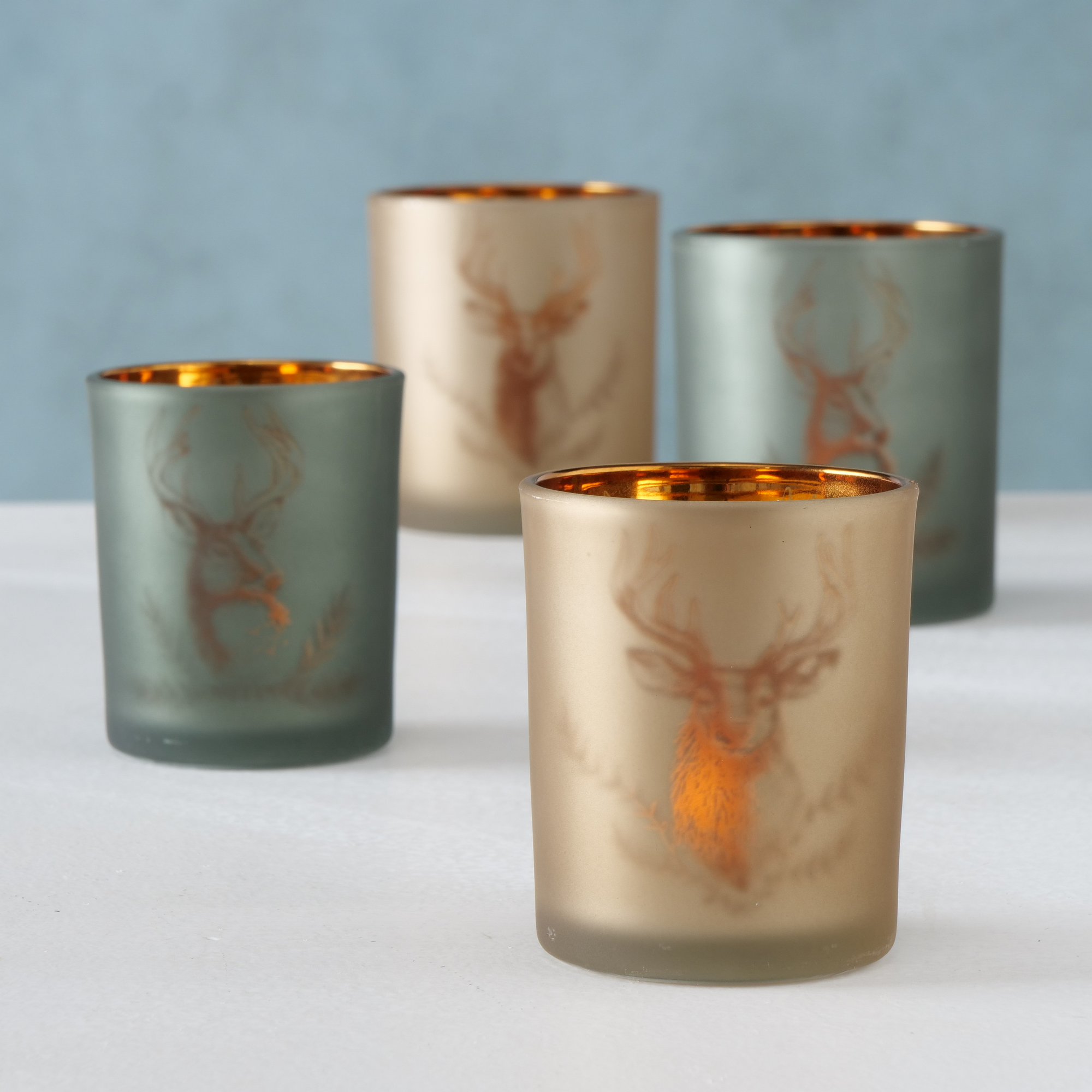 Windlicht 'Rudolf' Glas 10 cm, 2 Farben sortiert + product picture