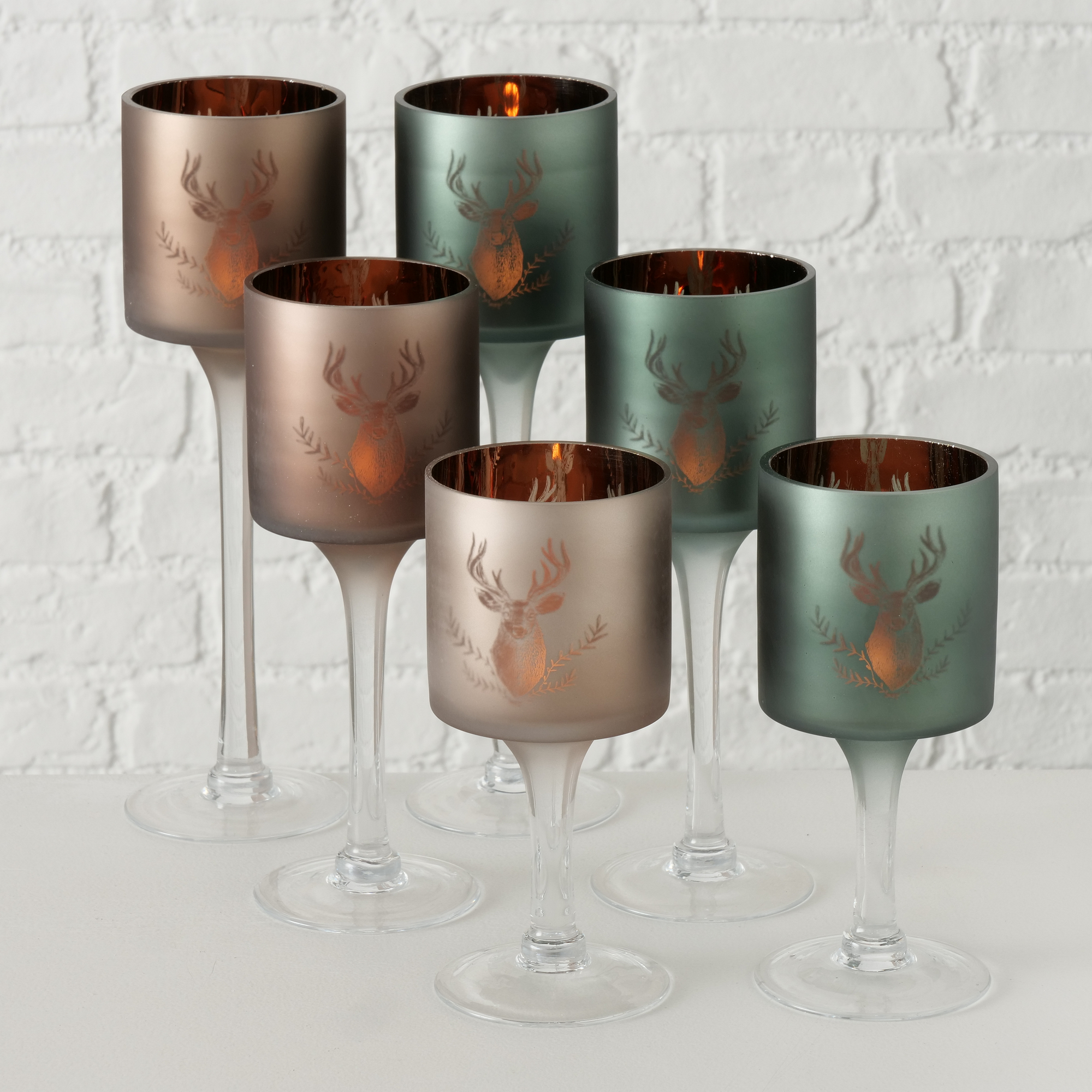 Windlicht 'Rudolf' Glas 30 cm, 2 Farben sortiert + product picture