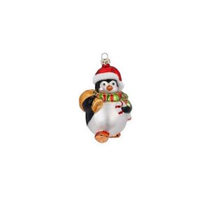 Christbaumschmuck Pinguin schwarz/weiß/rot 10,5 cm