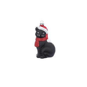 Christbaumschmuck Schwarzer Kater schwarz/rot 10 cm