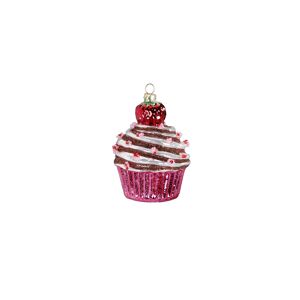Christbaumschmuck Muffin pink/weiß 9,5 cm